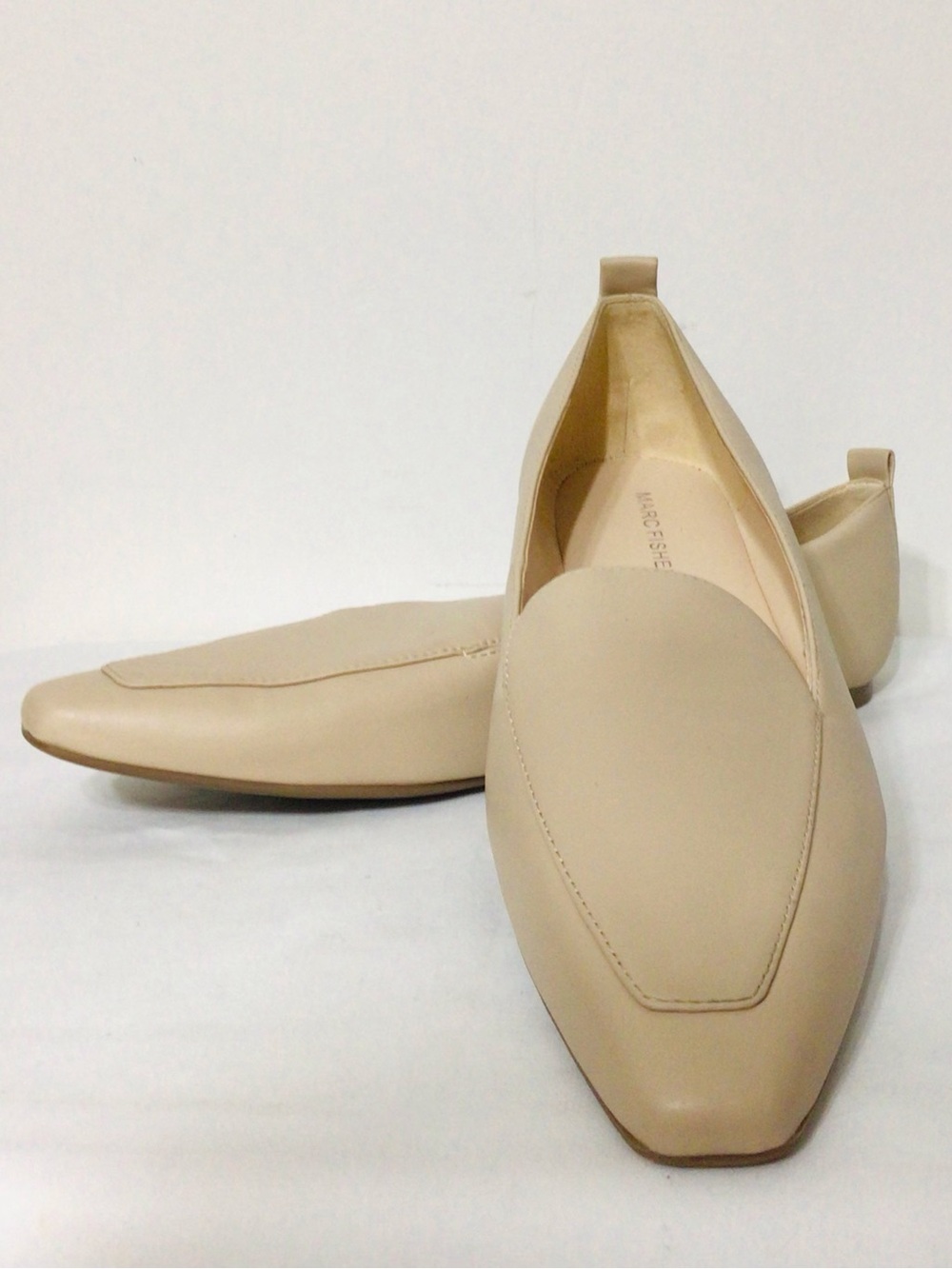 Marc Fisher Beige Leather Slip-On Loafers for Women